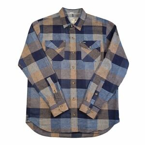 Jetty "Breaker" 100% Cotton Flannel Shirt‎ - Navy/Tan Plaid - Large F21